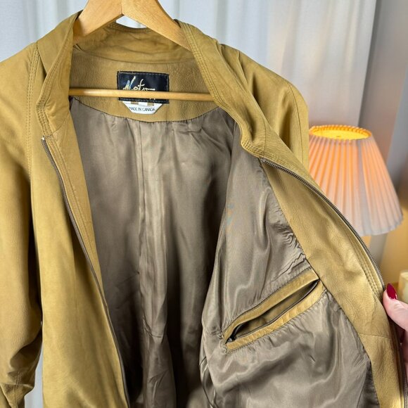 Vintage Leather Bomber Jacket Tan Men's Large - Picture 12 of 16